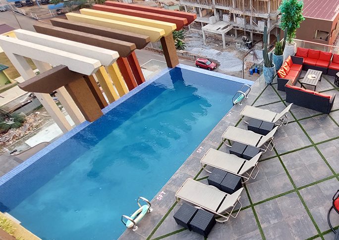 Pool bar and BBQ area at Ridge Condos, Kumasi