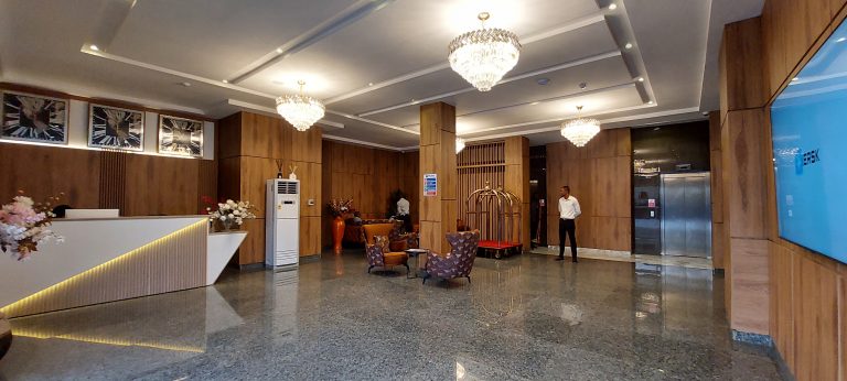 Hotel reception and front desk at Ridge Condos, Kumasi