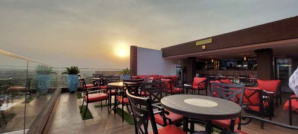 Sunset view from the terrace at Altitude Sky Bar, Ridge Condos, Kumasi