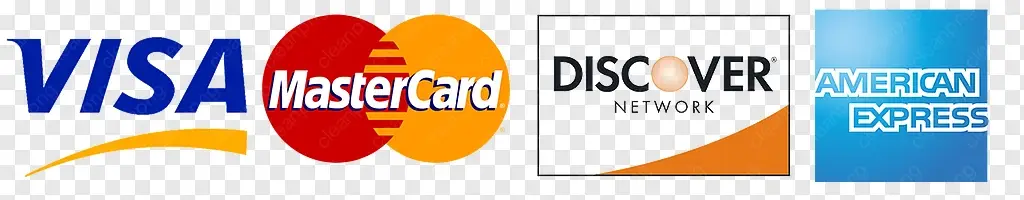 Visa, Mastercard, Discover and American Express accepted