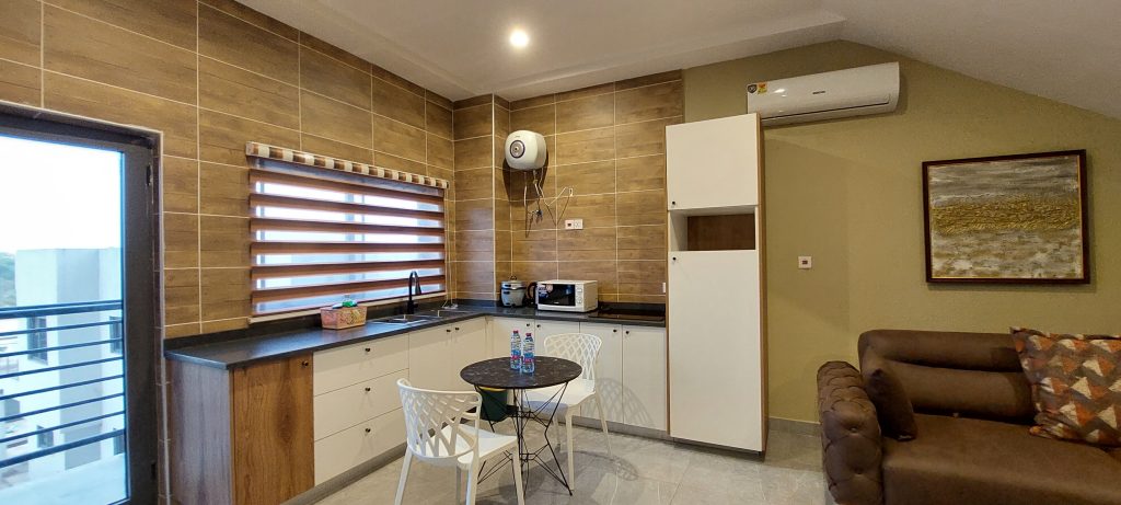 Two-level duplex apartment interior at Ridge Condos, Kumasi