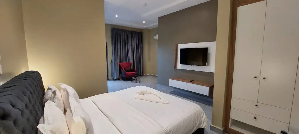Two-level duplex apartment interior at Ridge Condos, Kumasi