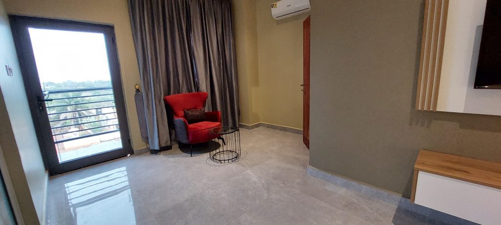 Two-level duplex apartment interior at Ridge Condos, Kumasi