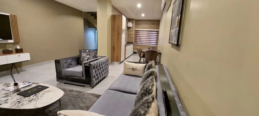 Two-level duplex boss apartment interior at Ridge Condos, Kumasi