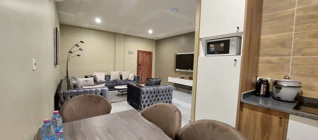 Two-level duplex boss apartment interior at Ridge Condos, Kumasi