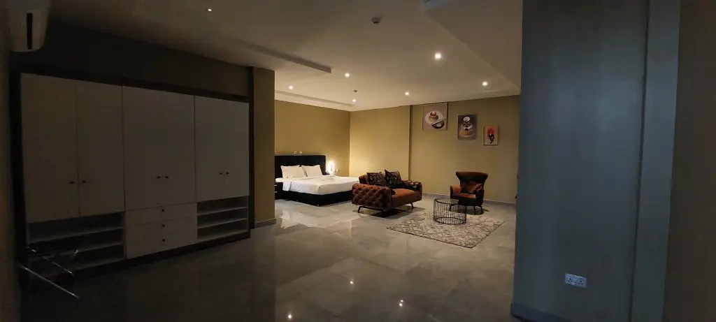 Two-level duplex boss apartment interior at Ridge Condos, Kumasi