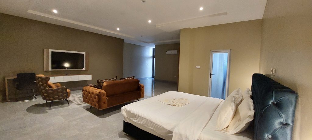 Two-level duplex boss apartment interior at Ridge Condos, Kumasi