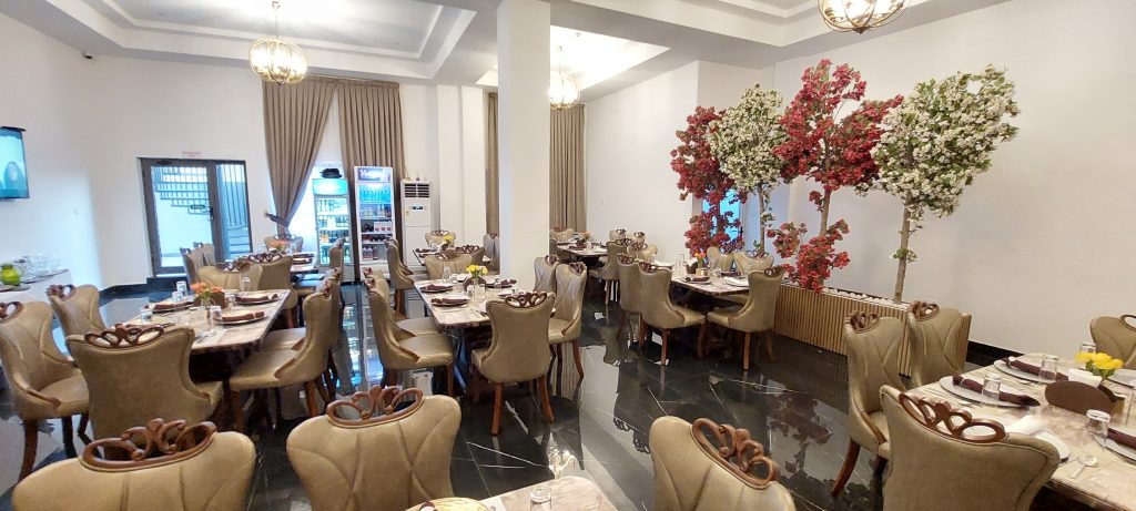 The restaurant dining room at Ridge Condos, Kumasi