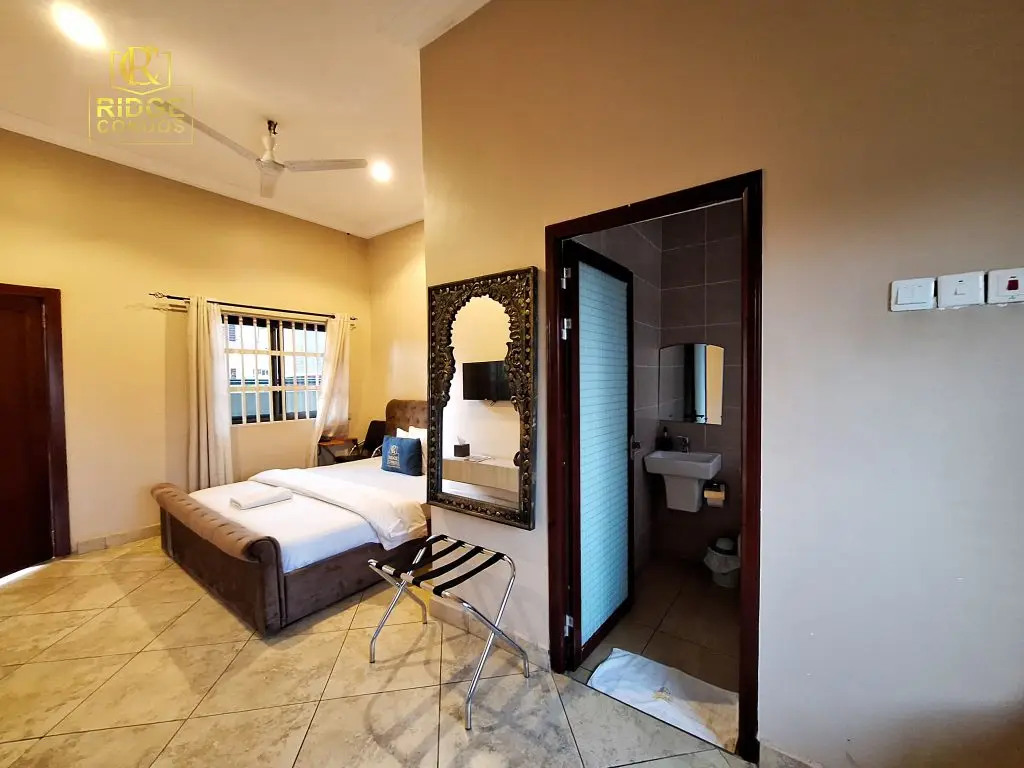 Standard room interior at Ridge Condos, Kumasi