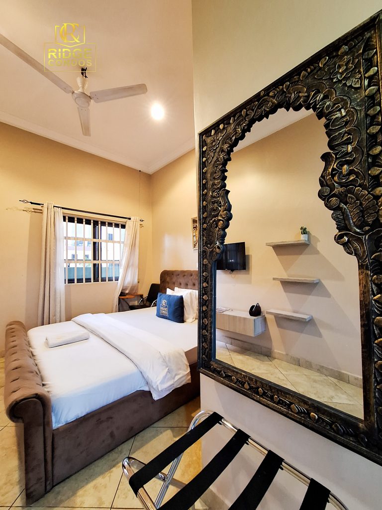 Standard room interior at Ridge Condos, Kumasi